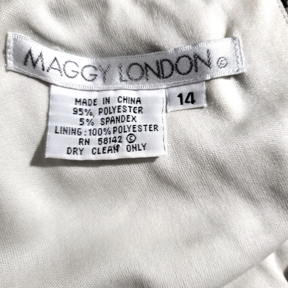 Maggie London Brown White Abstract Print Halter Blouson Dress Size 14 - Picture 3 of 8